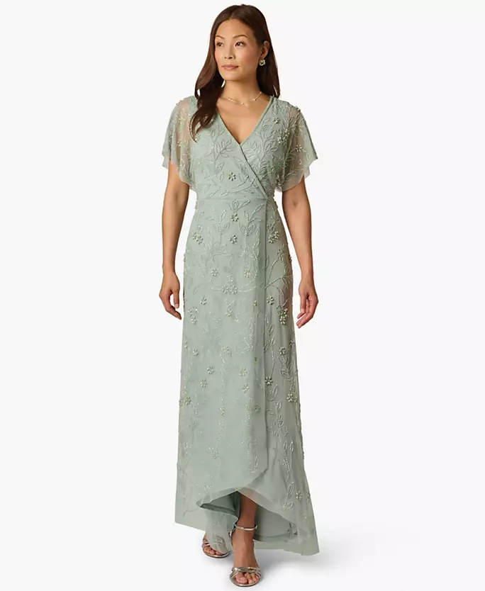 Beaded Flutter Gown